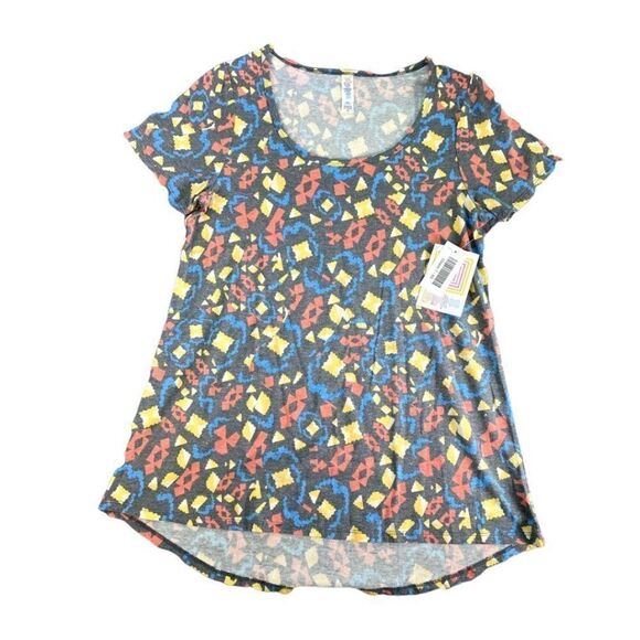 LuLaRoe‎ Classic T Shirt Gray Yellow Red Top XS - Picture 1 of 4